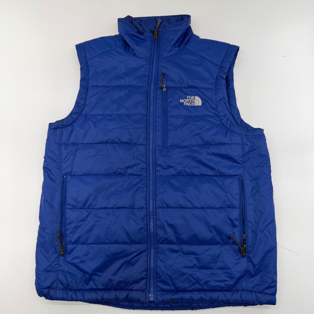 The North Face Thermoball Eco Vest Mens Medium Blue Puffer Quilted Full Zip
